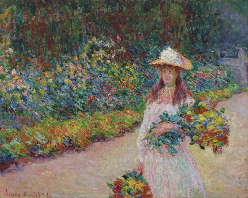 Young girl in the garden at Giverny, 1888. Creator: Monet, Claude (1840-1926).