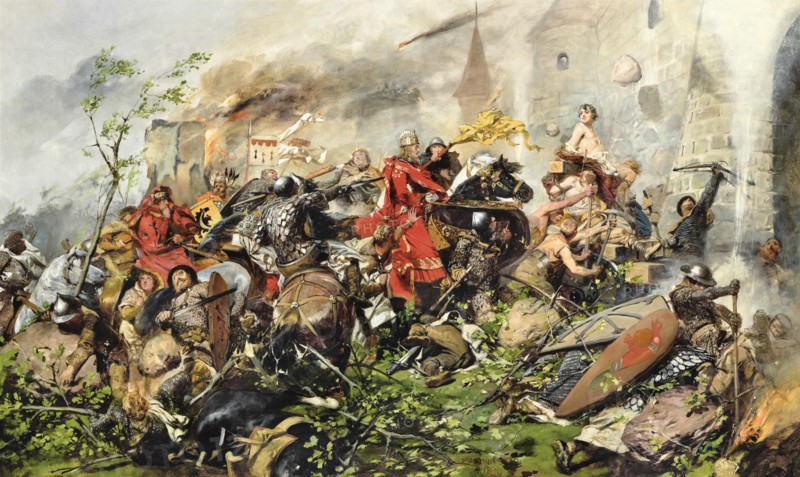 The Siege of Milan by Frederick I Barbarossa in 1162, 1891. Creator: Moniuszko, Jan Czeslaw (1853-1908).