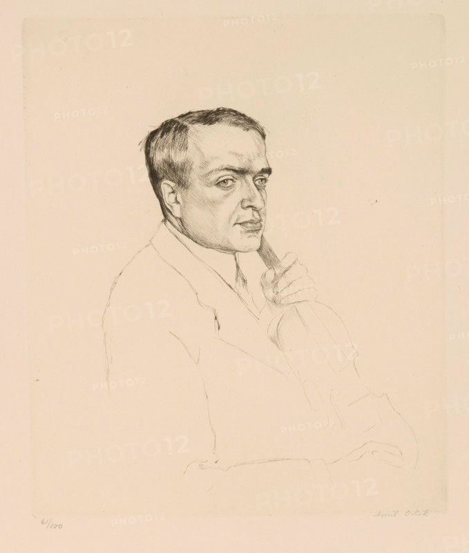 Portrait of the violinist Bronislaw Huberman (1882-1947), 1919. Creator: Orlik, Emil (1870-1932).