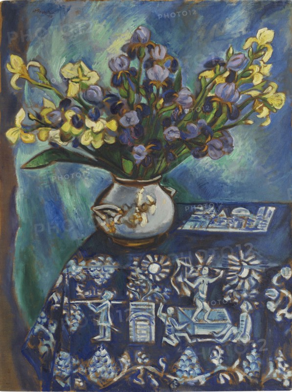 The blue tablecloth (Still life in blue), 1918. Creator: Pechstein, Hermann Max (1881-1955).