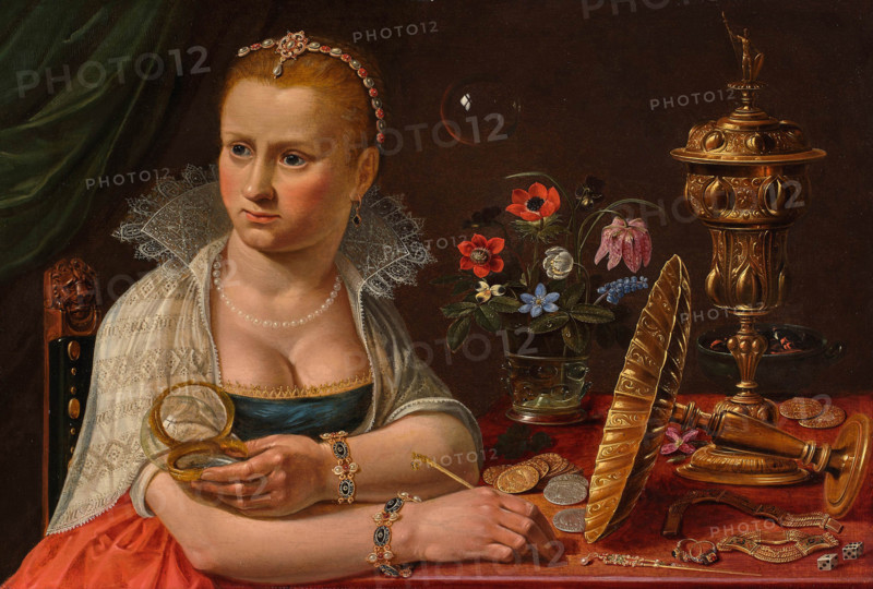 Self-portrait with vanitas and flower still life, c1610. Creator: Peeters, Clara (1594-1658).