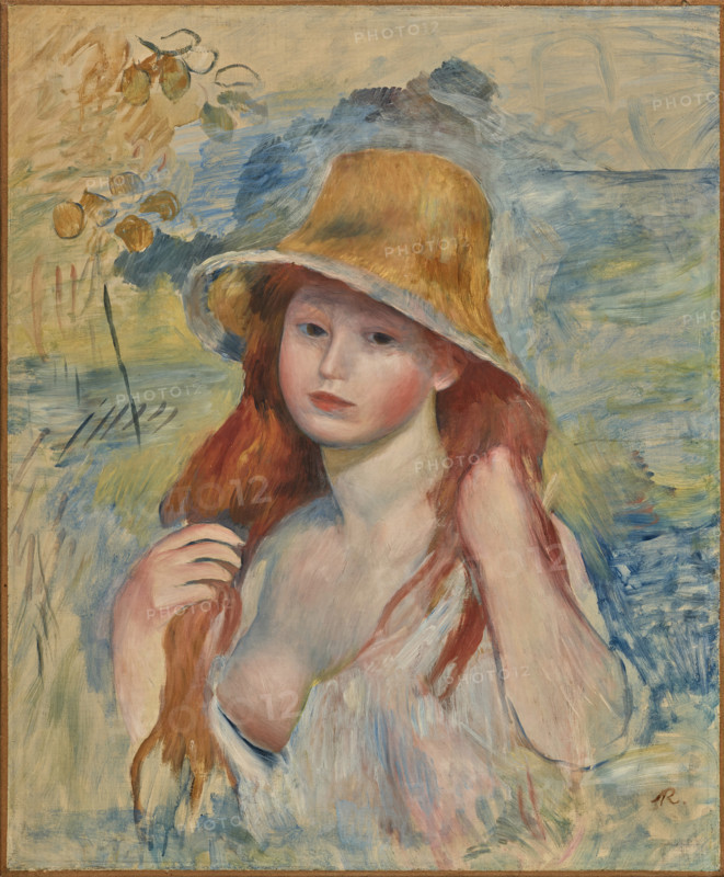 Young Girl with a Straw Hat, 1884. Creator: Renoir, Pierre Auguste (1841-1919).