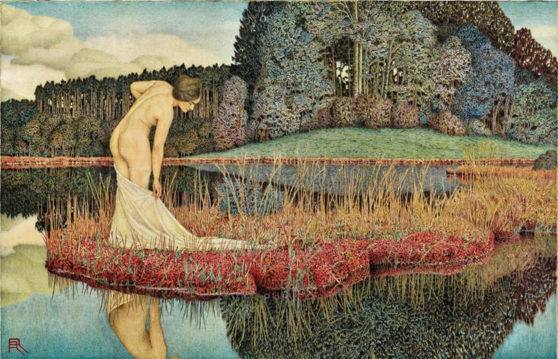 Landscape with a bathing woman, c1910. Creator: Riemerschmid, Rudolf (1873-1953).