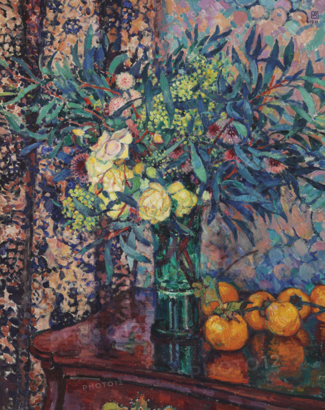Yellow roses, persimmons and mimosas, 1911. Creator: Rysselberghe, Théo van (1862-1926).