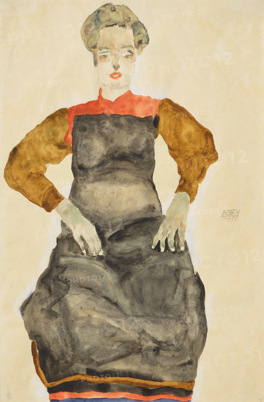 Woman in black apron, 1911. Creator: Schiele, Egon (1890-1918).