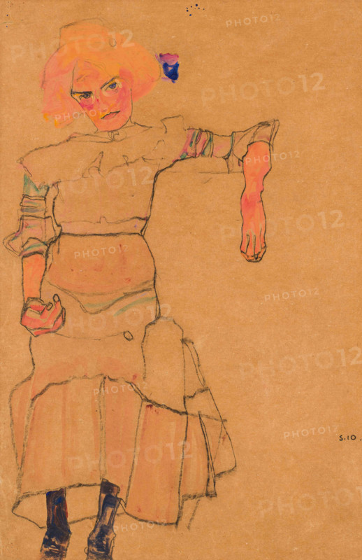 Gertrude Schiele seated, 1910. Creator: Schiele, Egon (1890-1918).