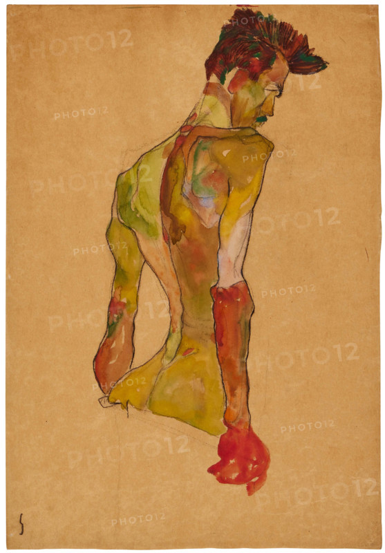 Male Nude in Profile Facing Right, 1910. Creator: Schiele, Egon (1890-1918).