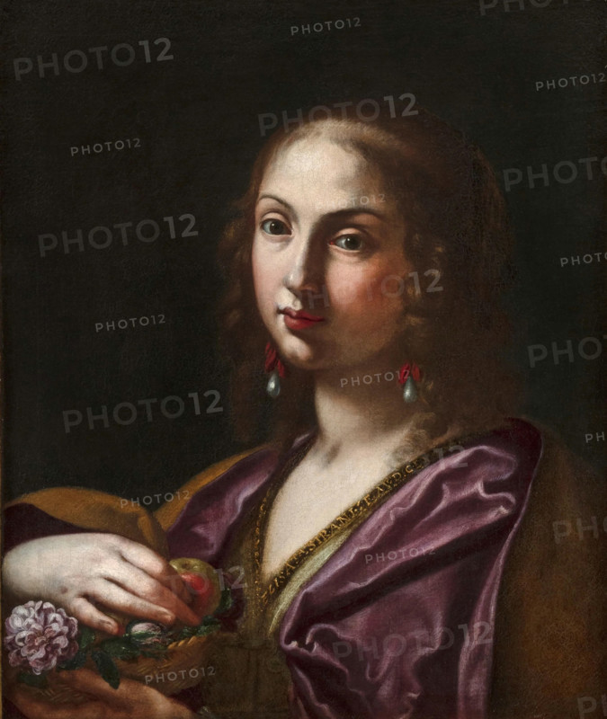 Portrait of Ortensia Leoni Cordini as Saint Dorothy, 1661. Creator: Sirani, Elisabetta (1638-1665).