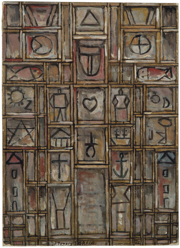 Constructive (Constructive with double lines in umber), 1932. Creator: Torres-García, Joaquín (1874-1949).
