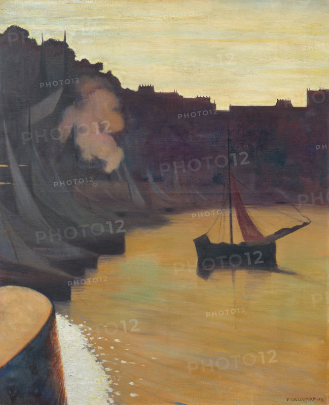 Corner of the harbor in the evening, 1914. Creator: Vallotton, Felix Edouard (1865-1925).