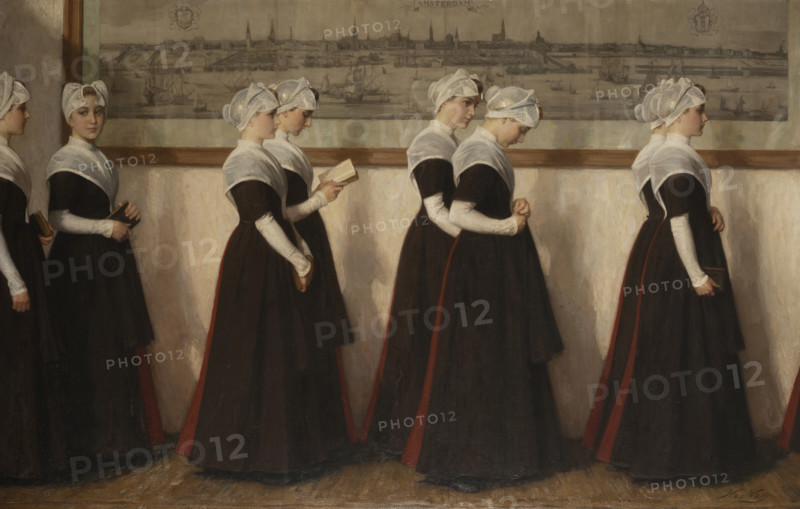 Amsterdam orphan girls going to church. Creator: Waay, Nicolaas van der (1855-1936).