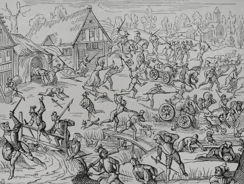 A village pillaged by soldiers, 1599, (1878). Creator: Unknown.