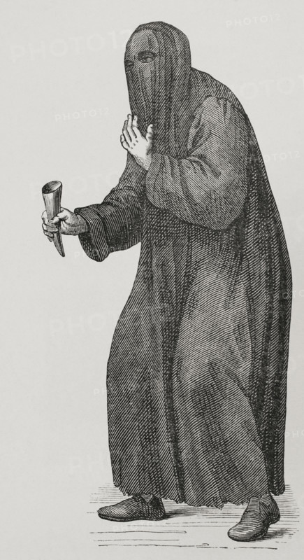 Poor man ashamed - alms begging in the churches and streets of Venice, 1590, (1877). Creator: Unknown.