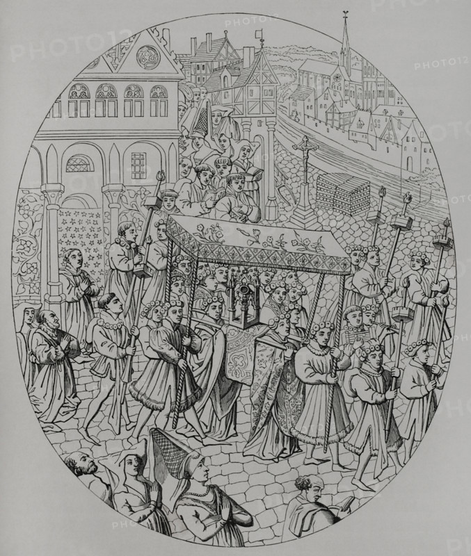 Procession de la Fête-Dieu (Procession of the Holy Host), Paris, France, 15th century (1877).  Creator: Unknown.