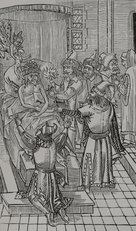 Mehmed II's soul is seized by the devil and Bajazet and Cem at his deathbed, 1481, (1496), 1877) Creator: Unknown.