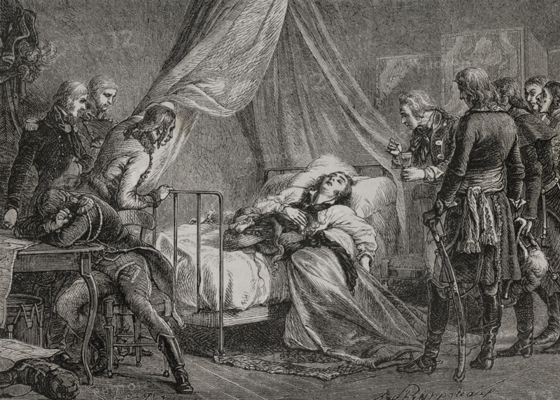 Death of General Hoche in Wetzlar, due to tuberculosis, on 19 September 1797, (1879).  Creator: Unknown.