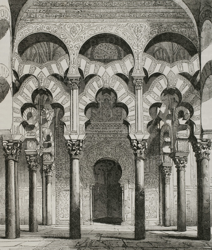 Interior of Great Mosque of Cordoba, Andalusia, Spain, 1853.  Creator: Unknown.