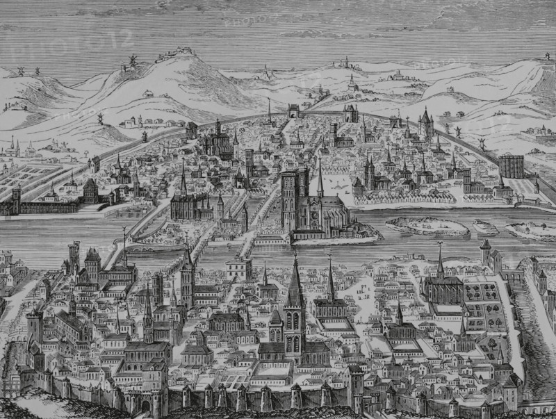 Perspective of the city of Paris in 1607, France, 1878.  Creator: Unknown.