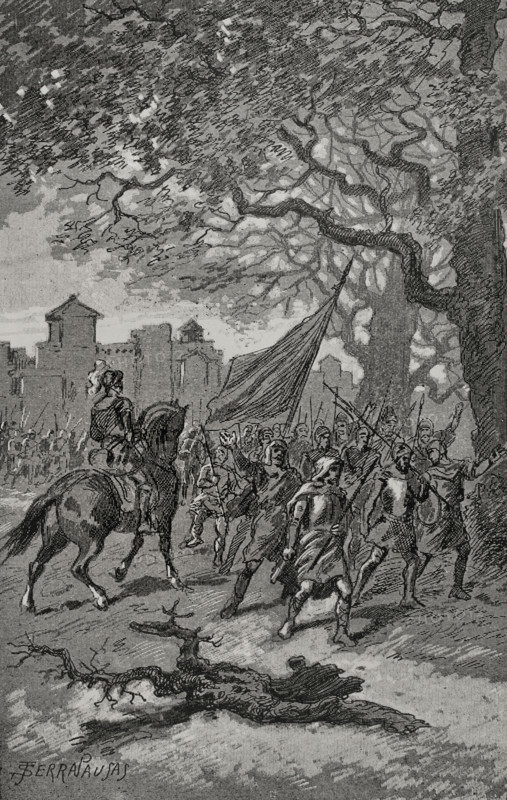Departure of the Barcelonians to help those besieged in San Adrián de Besós, 15th century, (1890). Creator: Joan Serra y Pausas.