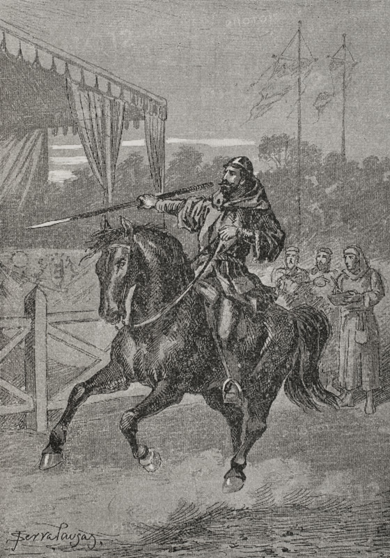 Peter III of Aragon in the arena at Bordeaux , 1283, (1890).  Creator: Joan Serra y Pausas.