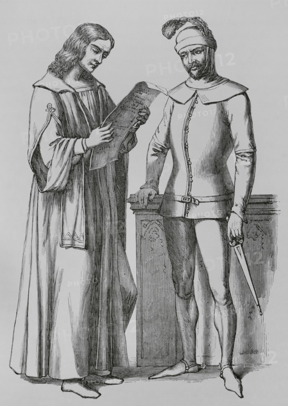 Notary and henchman in the 15th century, Italy, 1878. Creator: Unknown.