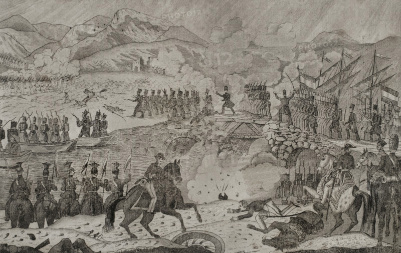 Taking of the bridge of Luchana, 3rd Siege of Bilbao, (1836), First Carlist War (1833-1840), 1845.  Creator: Carlos Mugica y Perez.