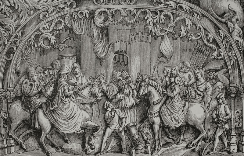 Granada War, (1482-1492): Surrender of the town of Montefrío, near Granada, 1486 (1877).  Creator: Unknown.