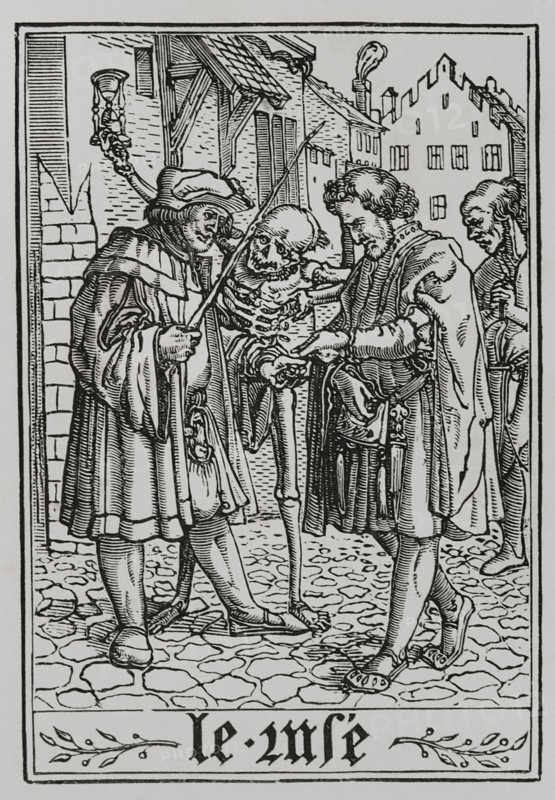 The Lawyer from "The Dance of Death", 1538, (1877).  Creator: Unknown.