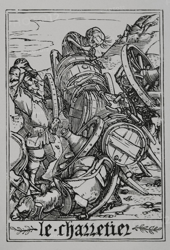 The Waggoner from "The Dance of Death", 1547, (1877).  Creator: Unknown.
