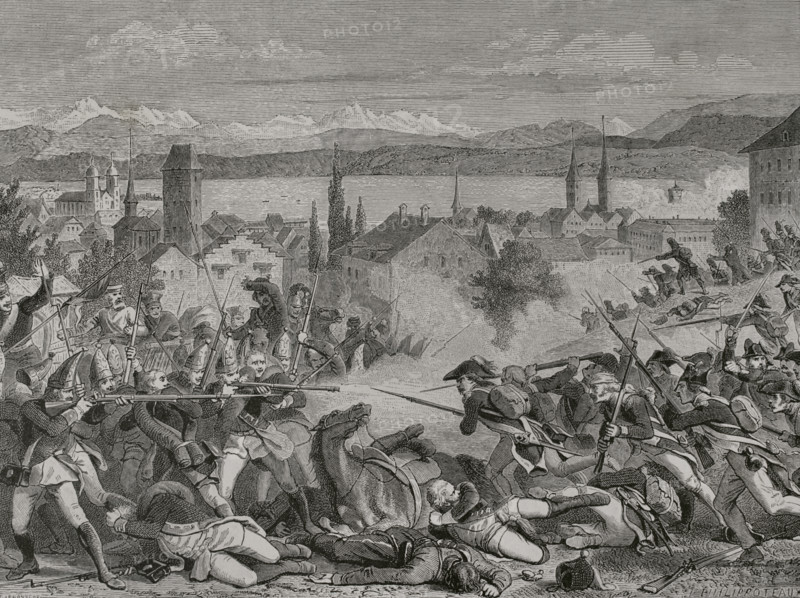 French Revolutionary Wars: Second Coalition (1709-1802) - "Battle of Zurich", 1799 (1879).  Creator: Unknown.