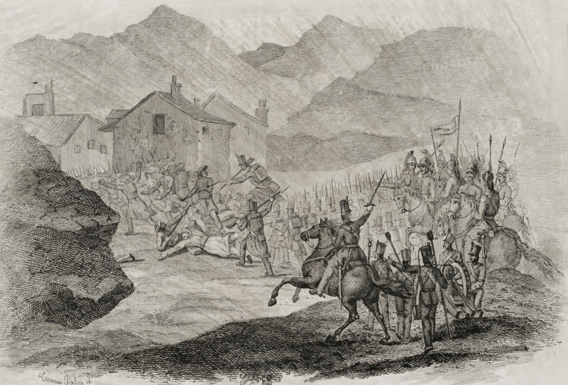First Carlist War, (1833-1840): Battle of Nazar and Asarta, 29 December 1833, (1842).  Creator: Unknown.