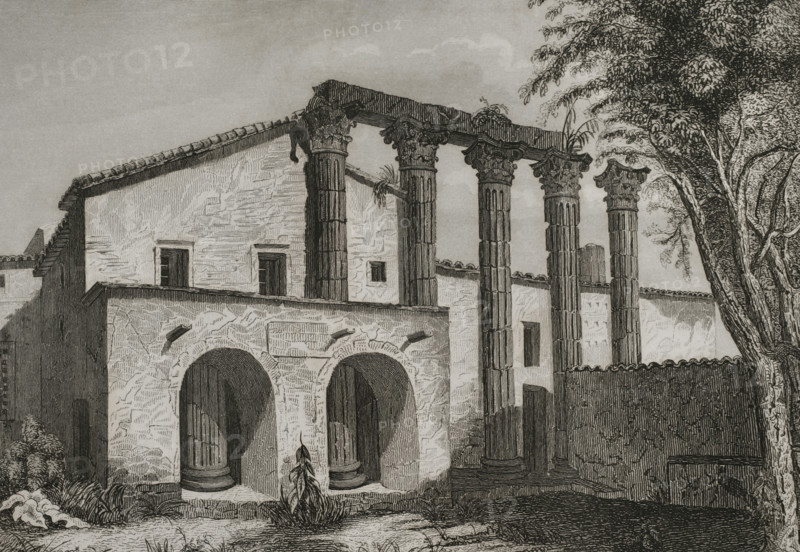 Ruins of the Temple of Diana in Mérida, Extremadura, Spain, 1852.  Creator: Unknown.