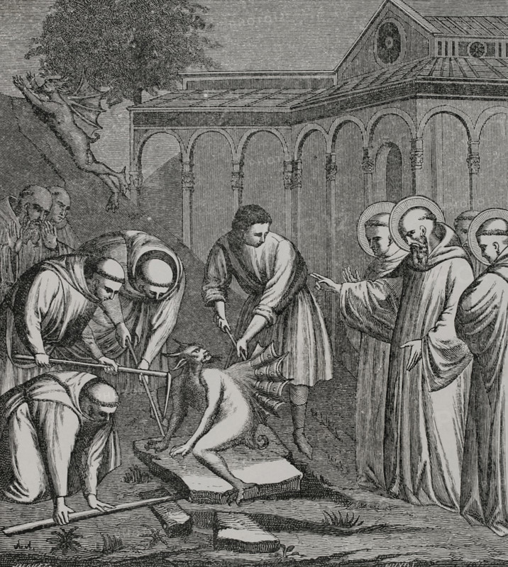 The Heavy Stone - episode from the life of Saint Benedict of Nursia (480-547), 1387 (1877). Creator: Unknown.
