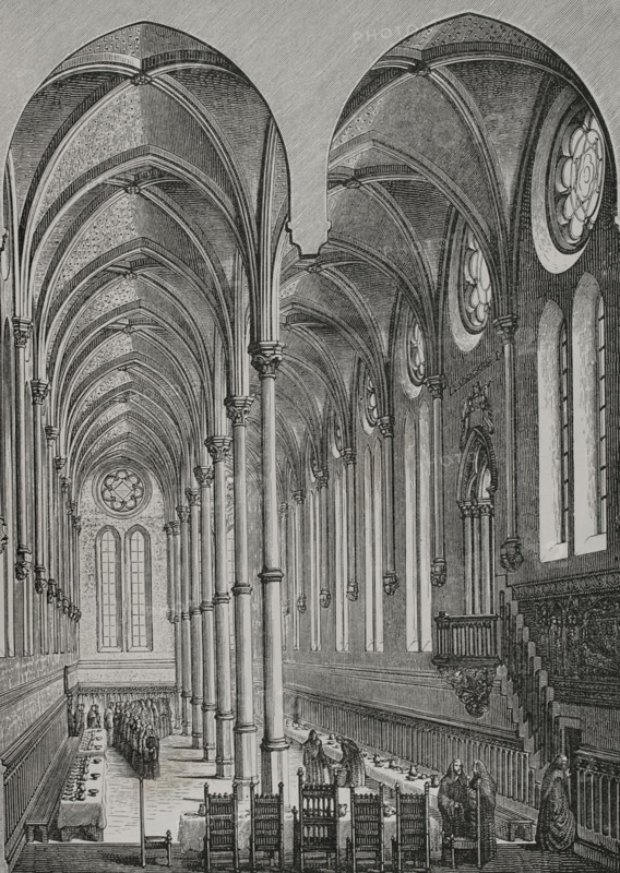 Refectory, Saint-Martin-des-Champs Priory, Paris, France, 13th century, (1877).  Creator: Unknown.