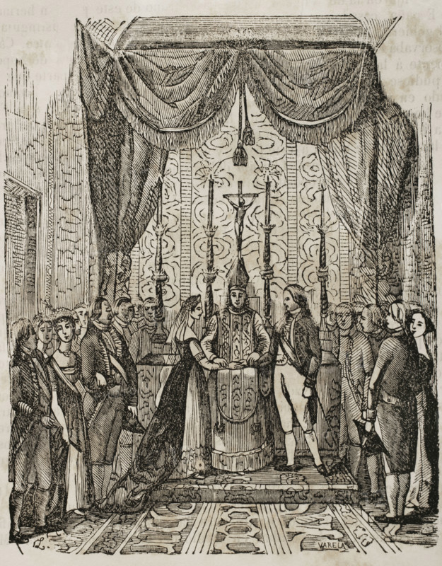 Wedding of Prince Ferdinand to Princess Maria Antonia, on 4 October 1802 in Barcelona, 1851.  Creator: Unknown.