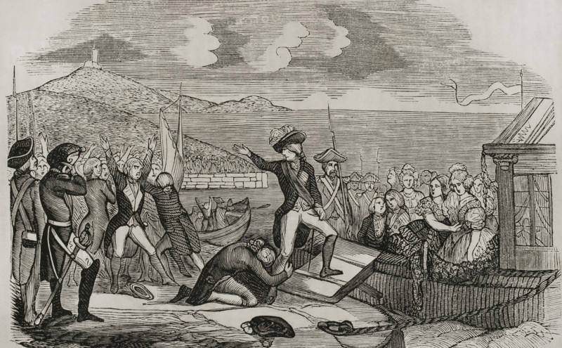 Boarding of the Portuguese Royal Family in the port of Lisbon on 29 November 1807, (1851). Creator: Unknown.