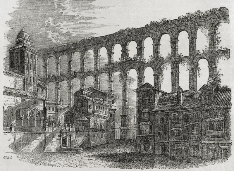 Roman aqueduct, Segovia, Spain, 1852. Creator: Unknown.