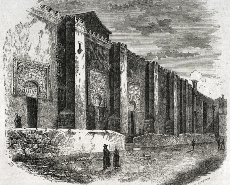 Exterior view of Mosque-Cathedral of Cordoba, Andalusia, Spain, 1852. Creator: Coderch.