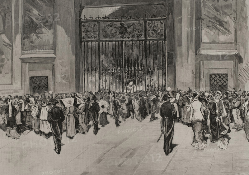 The novendialis ceremonies after the death of Pope Pius IX in Rome, (Italy), 1878. Creator: Bernardo Rico.