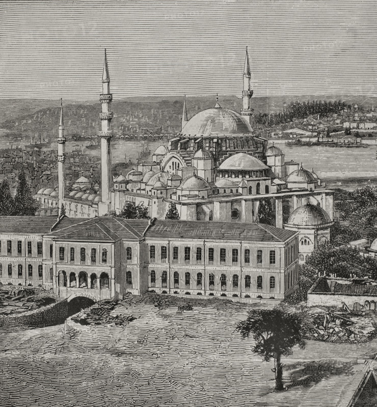 Suleymaniye Mosque designed by architect Mimar Sinan, Istanbul, Turkey, 1878. Ottoman architecture. Creator: Mimar Sinan.