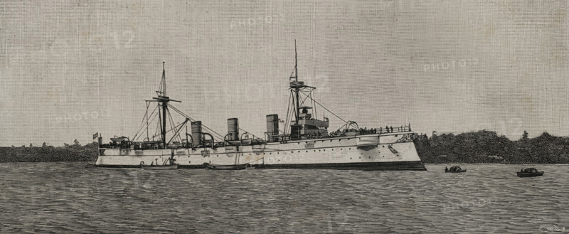 The Imperial German Navy protected cruiser SMS Kaiserin Augusta, (1892-1920), 1898. Creator: Tomás Carlos Capuz.