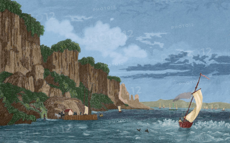 The Palisade Rocks on the Hudson River, West Bank, New York, 1837, (1850). Creator: Unknown.