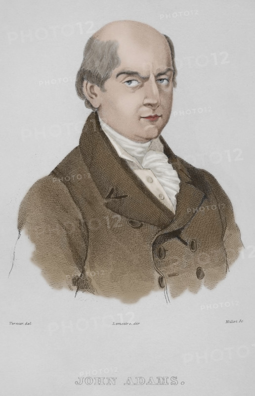 John Adams, (1735-1826), American politician, leader of the American Revolution, 1837, (1850).  Creator: Emile Louis Vernier.