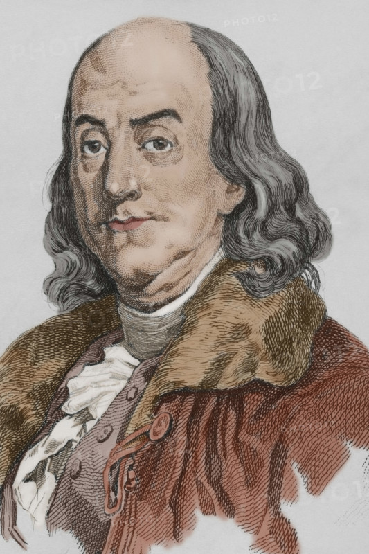 Benjamin Franklin, (1706-1790), American scientist, inventor and politician, 1837, (1850).  Creator: Augustin François Lemaitre.