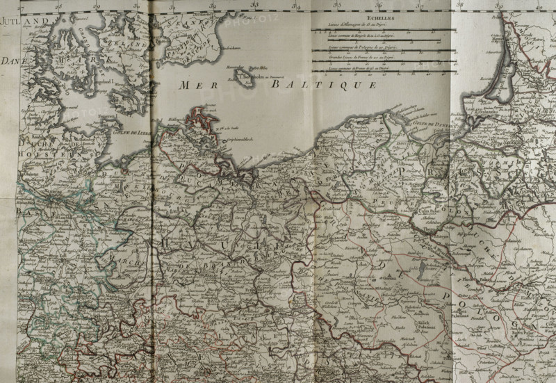Map of the Baltic Sea coast, Prussia and Poland - Detail, 1765. War from 1755 to 1763. Creator: Jean de Beaurain.