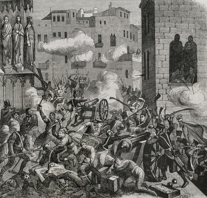 Siege of Tarragona, Peninsular War, (1808-1814), Catalonia, Spain, 1811 (1853). Creator: Ildefonso Cibera.