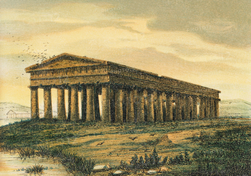 Temple of Neptune, in Paestum, (Greek colony), Magna Graecia, (southern Italy), 1881.  Creator: Unknown.