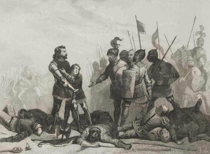 Battle of Aljubarrota, (14 August 1385), Hundred Years' War, 1853.  Creator: Antonio Roca Sallent.