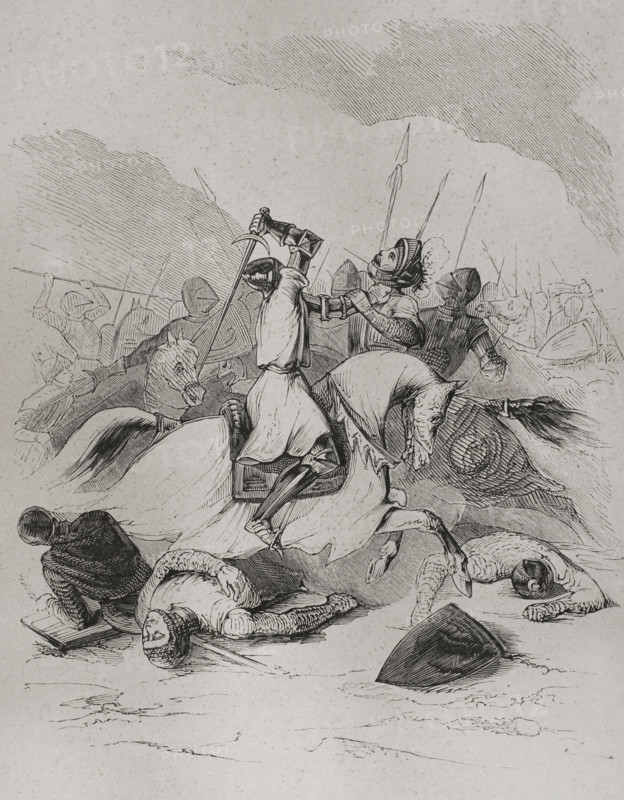 Battle of Araviana, (22 September 1359), War of the Two Peters..., Spain, 1853. Creator: Antonio Roca Sallent.