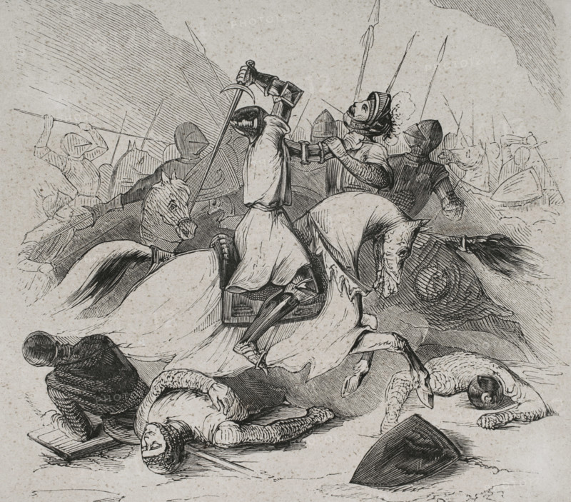 Battle of Araviana, (22 September 1359), War of the Two Peters..., Spain, 1853. Creator: Antonio Roca Sallent.